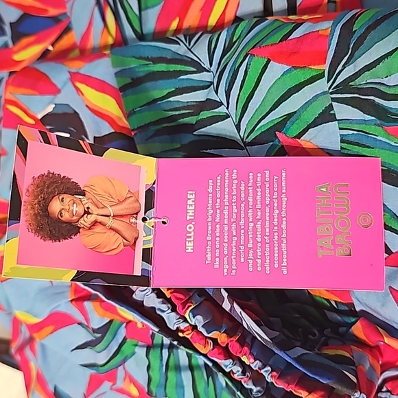 Tabitha Brown for Target Blue/Pink Women's Tropical Tiered Midi Skirt - Picture 3 of 4